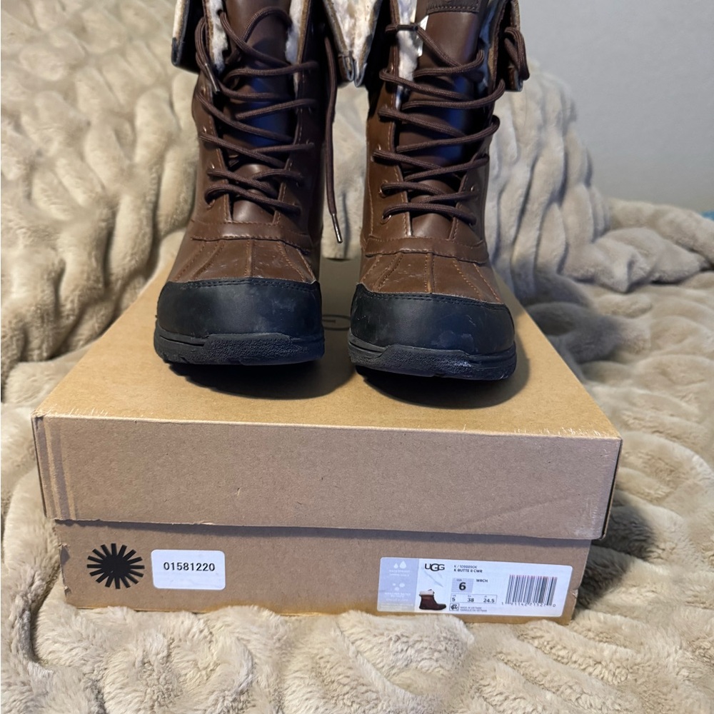 UGG Chocolate and Ebony Lace-Up Boots